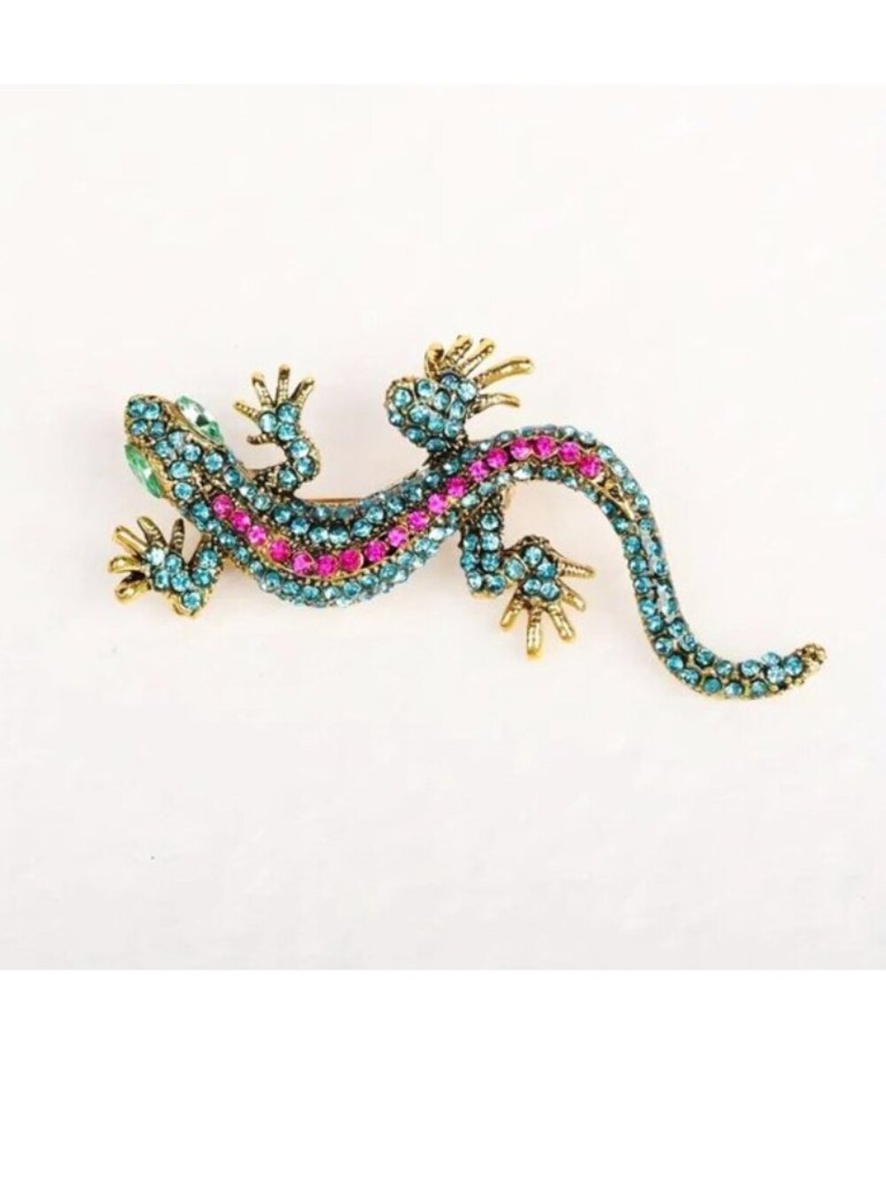 Lizard Rhinestone Brooch Pin Reptile Iguana Dragon Stylish Glam Sparkle